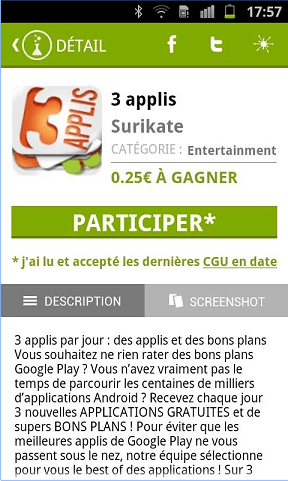 Applications rémunératrices : Appli privée